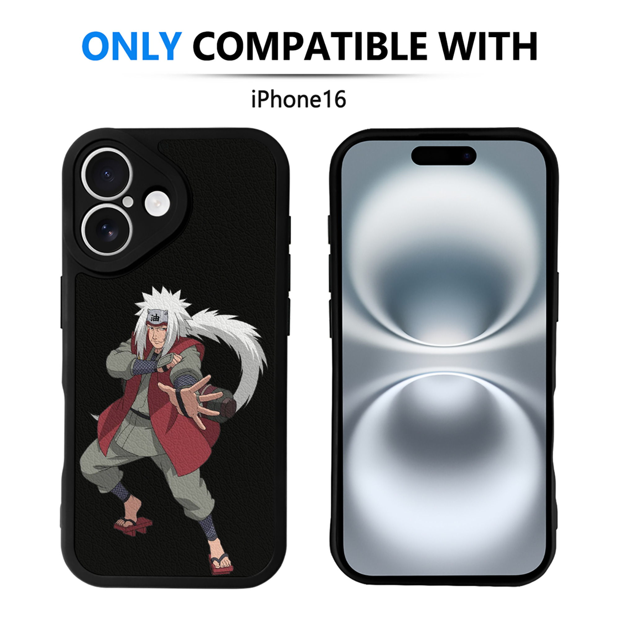 （画像用） NARUTO -ナルト- 自来也（じらいや） Jiraiya 【iPhone 16シリーズ対応】シリコンスマホケース（レザー調） 材質：シリコン